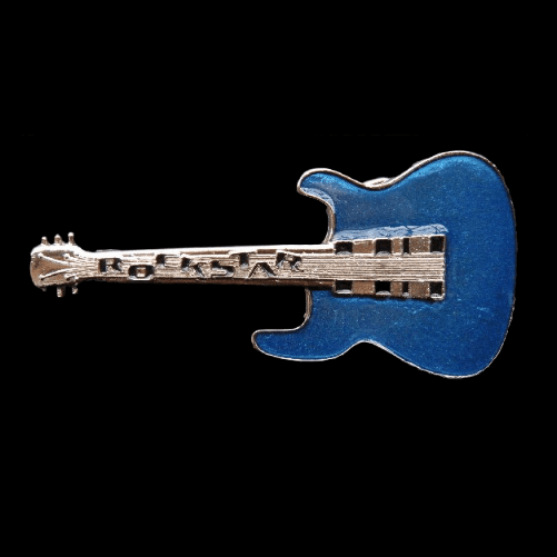 Belt Buckle Blue Guitar Rock n Roll Music Band Instrument