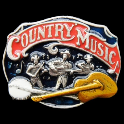 Country Music Cowboy Guitar Banjo Western Belt Buckle