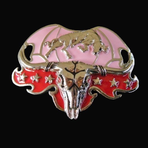 Western Texas Longhorns Cowgirl Rodeo Pink Belt Buckle