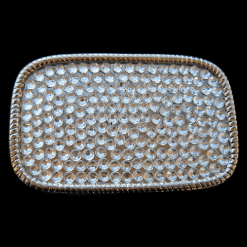 White Rhinestone Rectangular Cool Belt Buckles