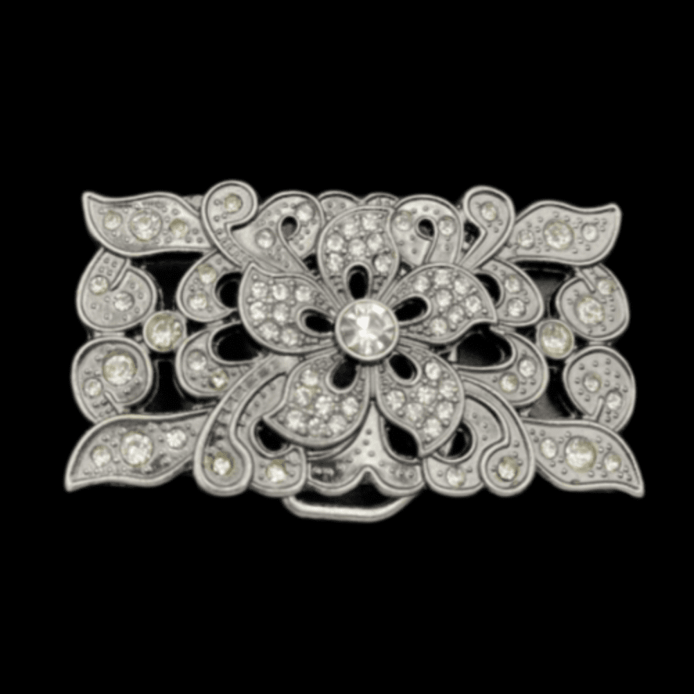 Elegant Sparkle Rhinestones Flower Belt Buckle
