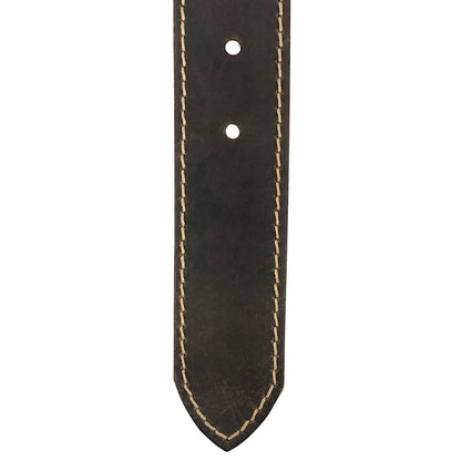 1.5"(38mm) Brown Solid Buffalo Leather Stitched Belt Handmade in Canada by Zelikovitz Size 26 - 60