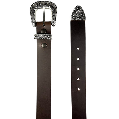 1.5" (38mm) Brown Western Style Leather Belt Handmade in Canada by Zelikovitz Size 26 - 60