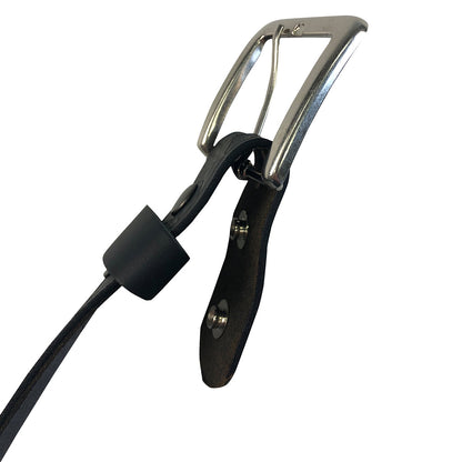 1.5"(38mm) Embossed Geometric Weave Black Buffalo Leather Belt Handmade in Canada by Zelikovitz Size 26-46