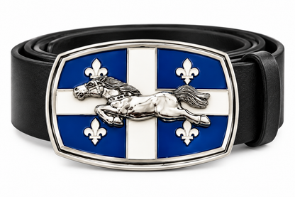 Quebec Quebecois Flag Fleur De Lys Horse Western Belt Buckle