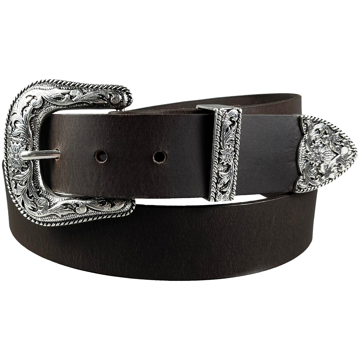 1.5" (38mm) Brown Western Style Leather Belt Handmade in Canada by Zelikovitz Size 26 - 60