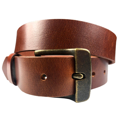 1.25"(32mm) Cognac Full Grain Leather Belt Handmade in Canada by Zelikovitz
