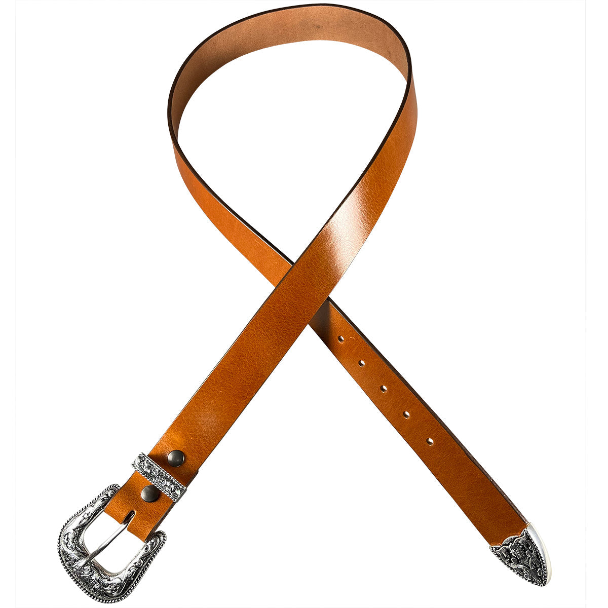 1.5" (38mm) Tan Western Style Leather Belt Handmade in Canada by Zelikovitz