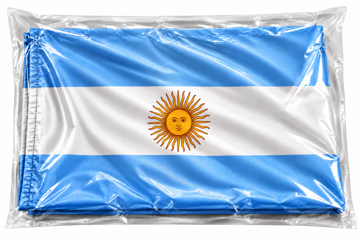 Argentina País Nacional Argentino Agitando Poste Con Gran Bandera Fútbol