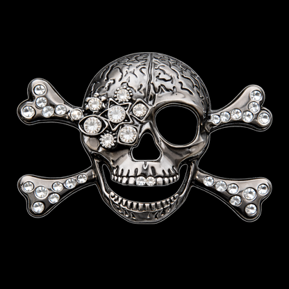 Hebilla de cinturón fresca con diamantes de imitación y calaveras