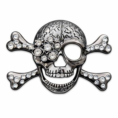 Hebilla de cinturón fresca con diamantes de imitación y calaveras