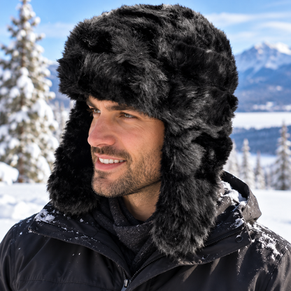Winter Ski Slope Aviator Bomber Hat - Faux Fur Trapper Fashion Hats