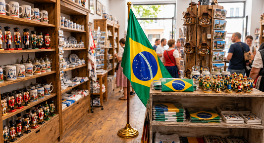 BRASIL PAÍS NACIONAL BRASILEÑO ONDEANDO LA BANDERA DEL POLO DE FÚTBOL