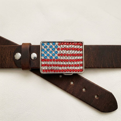 American Flag Rhinestone Belt Buckle Old Glory Disco Sparky Party