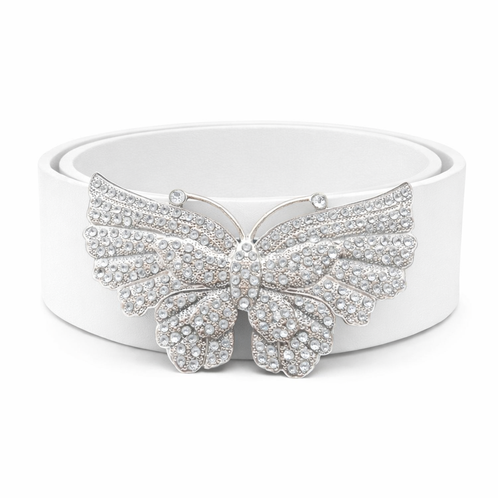 Hebilla de cinturón de mariposa de moda con brillo transparente y diamantes de imitación