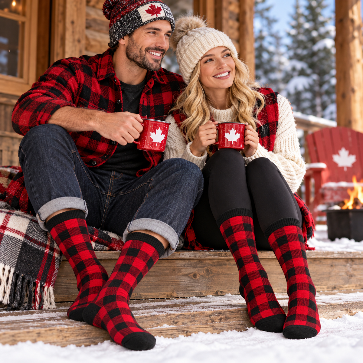 Canadian Lumberjack Buffalo Plaid Winter Socks - Unisex Fashion Style