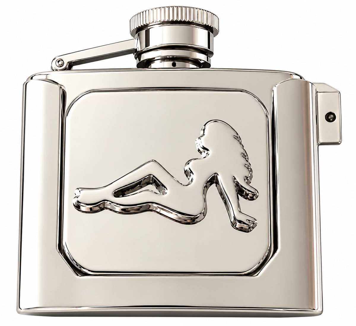 Mudflap Girl Design Trucker Belt Buckle with Removable 3 Oz Flask
