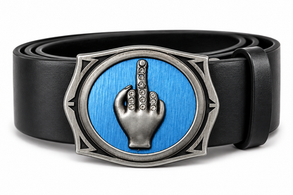 Funny One Finger Salute Belt Buckle Novelty Flint Lighter Included