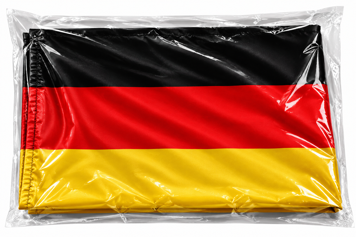 ALEMANIA PAÍS NACIONAL ALEMÁN ONDEANDO LA BANDERA DEL POLO DE FÚTBOL