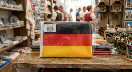 ALEMANIA PAÍS NACIONAL ALEMÁN ONDEANDO LA BANDERA DEL POLO DE FÚTBOL