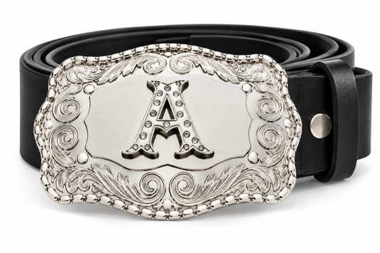Letter A Name Initial Personalized Monogram Large Western Belt Buckle