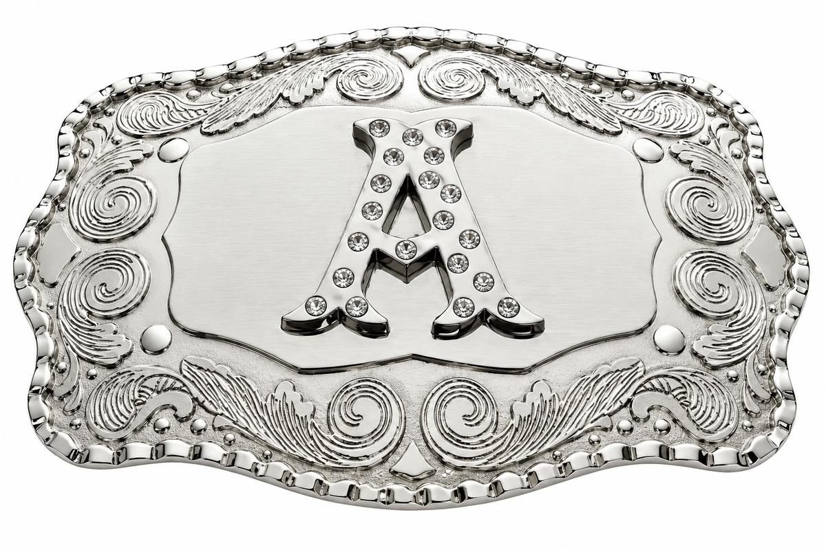 Letter A Name Initial Personalized Monogram Large Western Belt Buckle