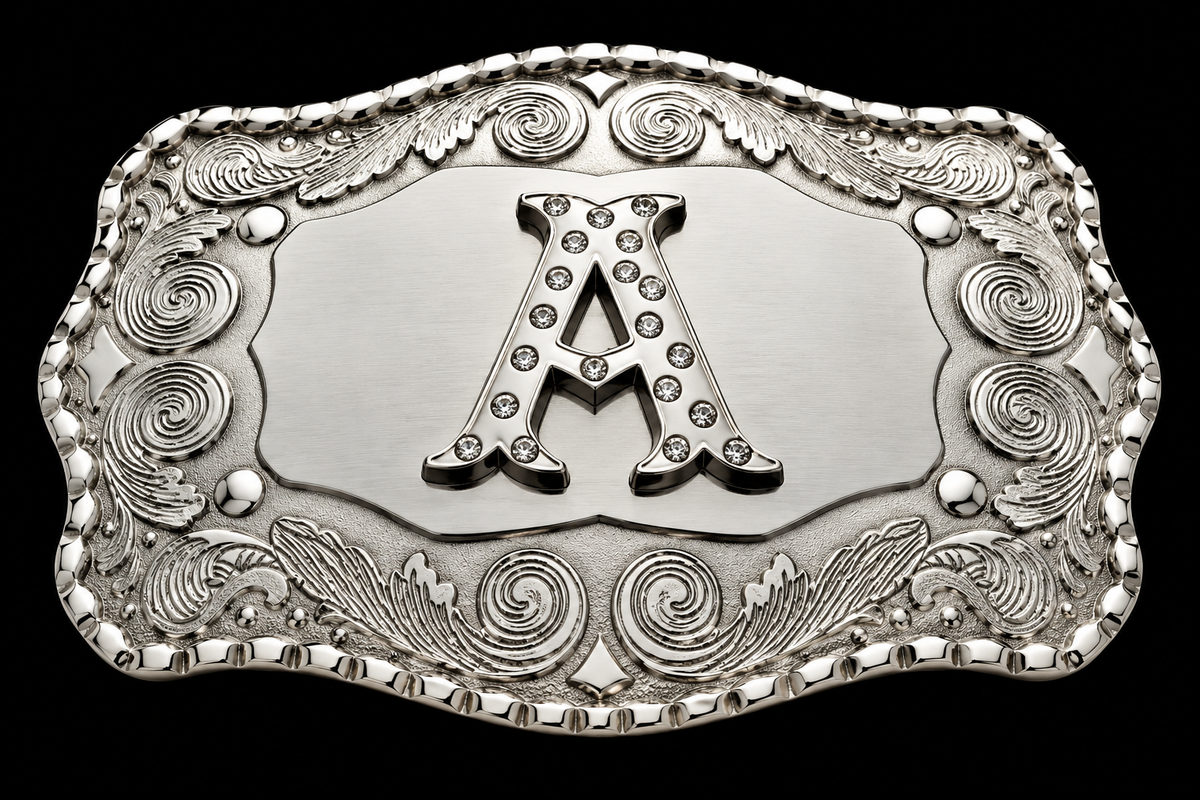 Letter A Name Initial Personalized Monogram Large Western Belt Buckle
