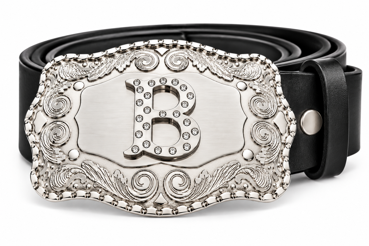 Letter B Name Initial Belt Buckle - Cowboy Western Fashion Accessory