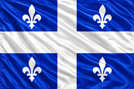 QUEBEC NACIONAL GRANDE ondeando la bandera del poste DRAPEAU FLEUR DE LIS LYS