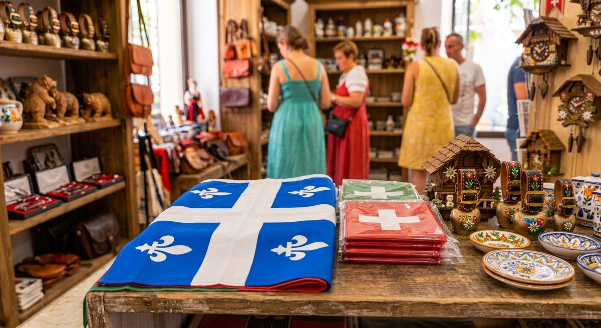 QUEBEC NACIONAL GRANDE ondeando la bandera del poste DRAPEAU FLEUR DE LIS LYS