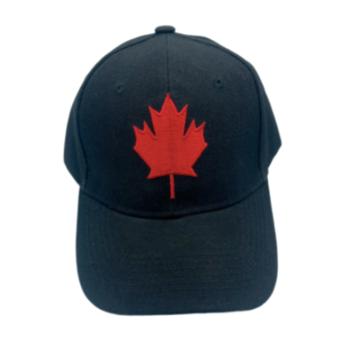 Gorra de béisbol con bandera de hoja de arce roja canadiense de Canadá, color negro