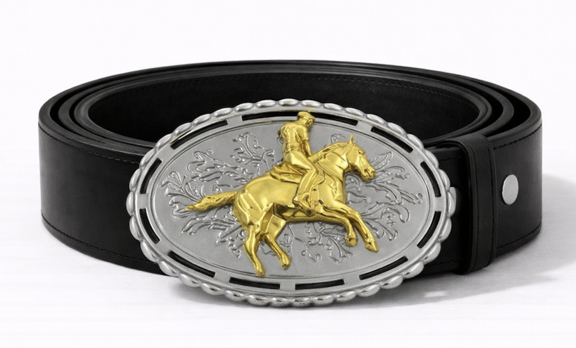 Horsehead Horseshoe Horse Rider Western Belt Buckle