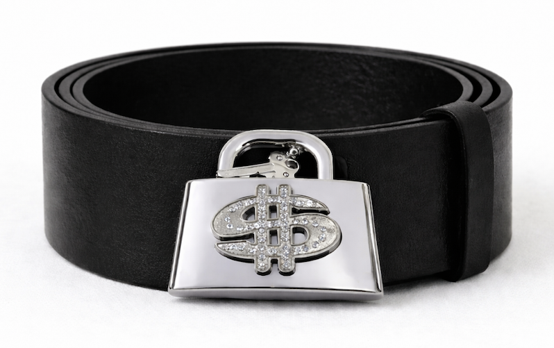 Monetary Dollar Sign Chastity Look Rhinestone Belt Buckle