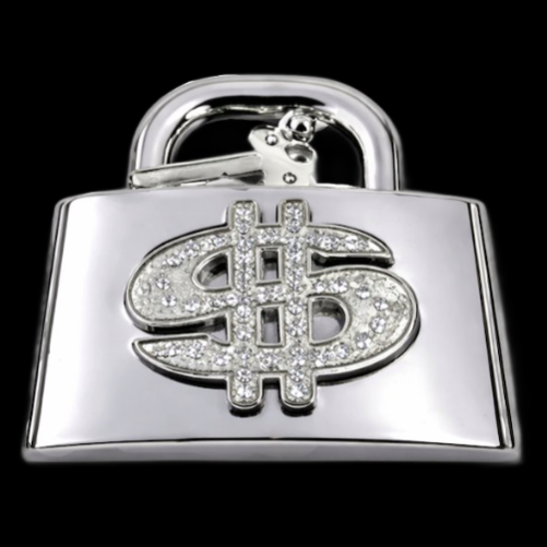 Monetary Dollar Sign Chastity Look Rhinestone Belt Buckle