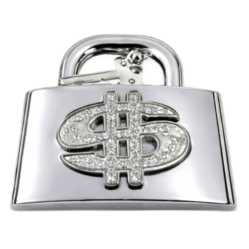 Monetary Dollar Sign Chastity Look Rhinestone Belt Buckle
