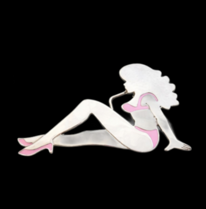 Stripper Cowgirl Pink Bikini Mudflap Girl Belt Buckle