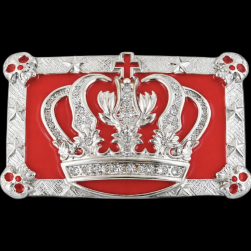 Royal Crown Skull King Queen Royalty Belt Buckle