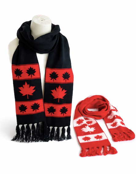 Écharpe chaude de mode d’hiver rouge ou noire Feuille d’érable du Canada