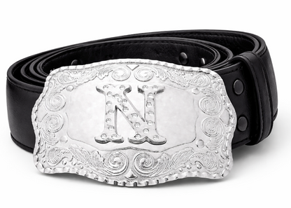 Letter N Initial Name Monogram Western Big Rhinestone Belt Buckle