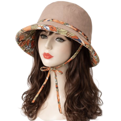 Sombrero para el sol ala ancha protección UV mujeres verano floral plegable cubo sombreros