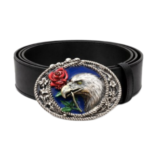 Eagle Red Rose Rope Knot Native Art Western Belt Buckle
