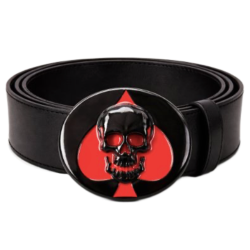 Skull head Red Ace Hearts Spades Belt Buckle