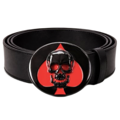 Skull head Red Ace Hearts Spades Belt Buckle