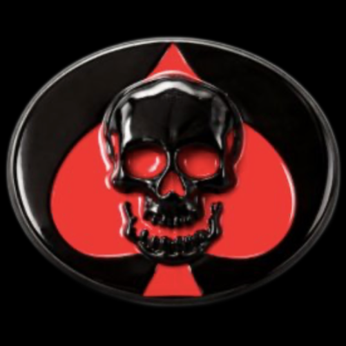 Skull head Red Ace Hearts Spades Belt Buckle