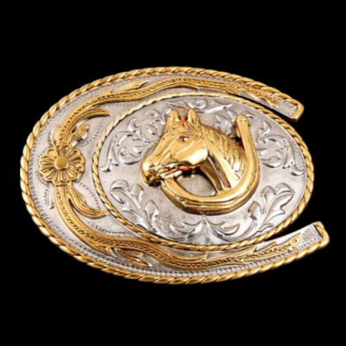 Boucle de ceinture occidentale de cowboy de ranch de fer à cheval de cheval