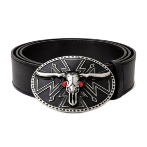 Texas Longhorn Bull Red Eyes Western Belt Buckle