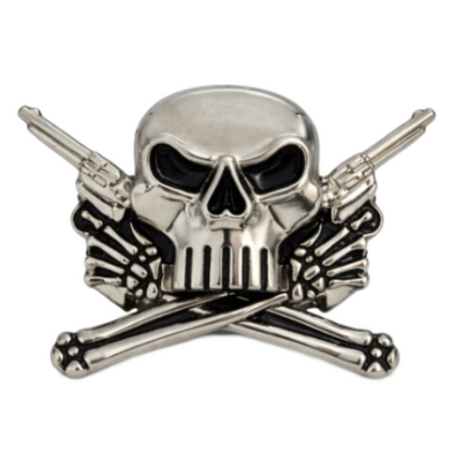 Skull Crossbones Gun Revolver Rebel Belt Buckle