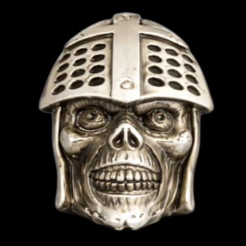Templars Human Skull War Helmet Cross Belt Buckle