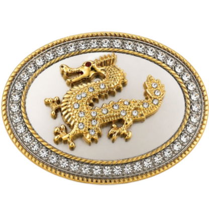 Rhinestone Dragon Belt Buckle Western Asian Oriental Fashion Style