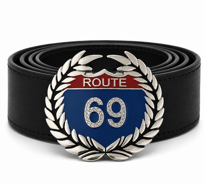 Boucle de ceinture avec ailes en strass, Route 69 USA, autoroute américaine